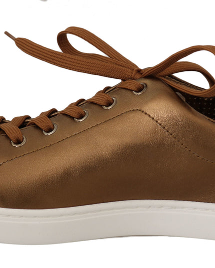 Dolce & Gabbana Gold Leather Mens Casual Sneakers