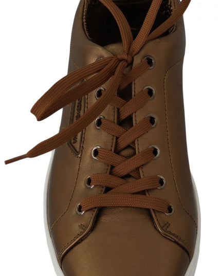 Dolce & Gabbana Gold Leather Mens Casual Sneakers