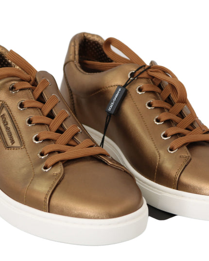 Dolce & Gabbana Gold Leather Mens Casual Sneakers