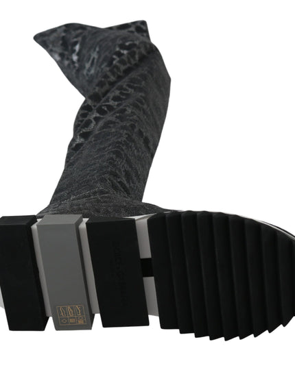 Dolce & Gabbana Gray Leopard High Top Sneakers Booties Shoes