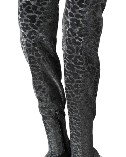 Dolce & Gabbana Gray Leopard High Top Sneakers Booties Shoes