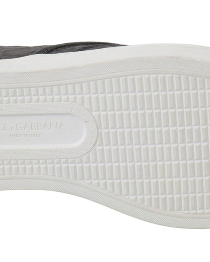 Dolce & Gabbana Gray Leather Flat Caiman Mens Loafers Shoes