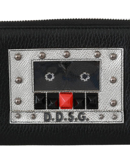 Dolce & Gabbana Black Mens Zipper Continental Purse 100% Leather Wallet