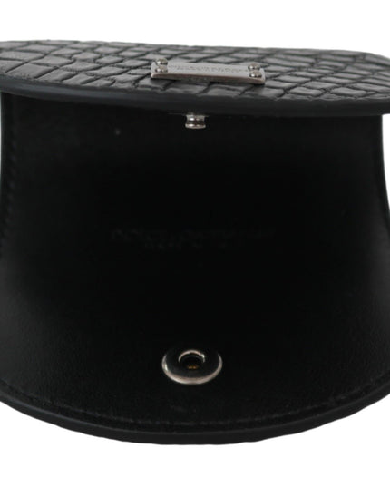 Dolce & Gabbana Black Exotic Skin Pocket Condom Case Holder