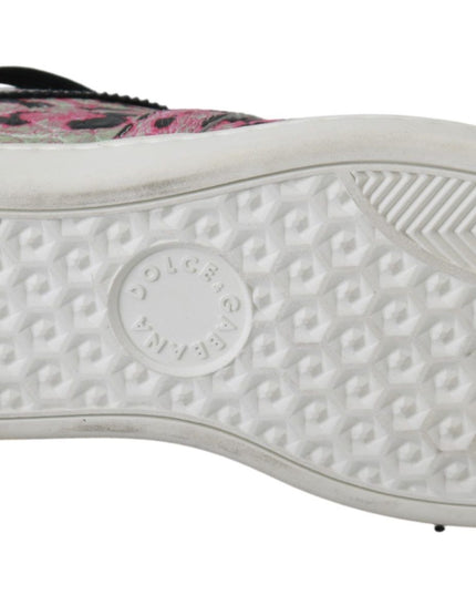 Dolce & Gabbana Pink Leopard Print Training Leather Flat Sneakers