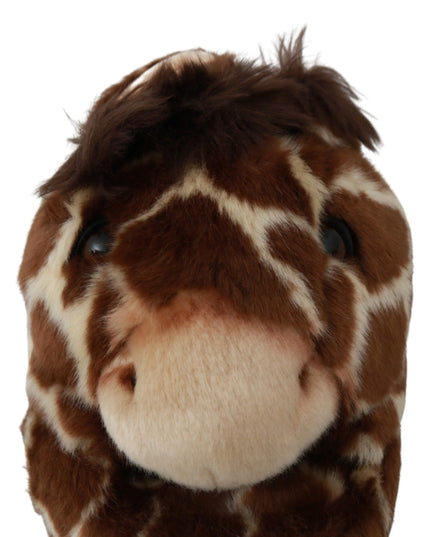 Dolce & Gabbana Brown Giraffe Slippers Flats Sandals Shoes