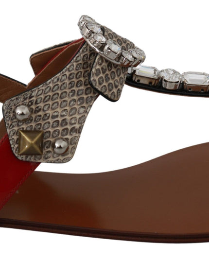 Dolce & Gabbana Leather Ayers Crystal Sandals Flip Flops Shoes