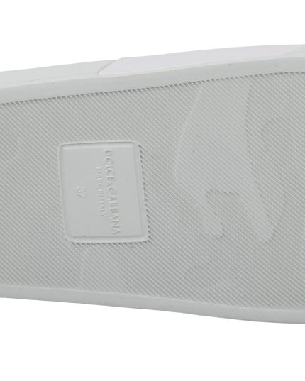 Dolce & Gabbana White Leather #dgfamily Slides Shoes Sandals