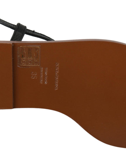 Dolce & Gabbana Black Leather Coins Flip Flops Sandals Shoes