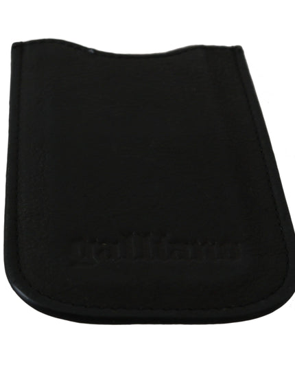 John Galliano Black Leather Multifunctional Men ID Bill Card Holder Wallet