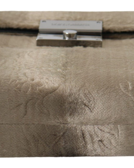 Dolce & Gabbana Beige Velvet Floral Leather Men Document Briefcase