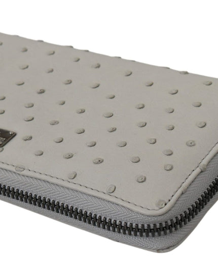 Dolce & Gabbana White Ostrich Leather Continental Mens Clutch Wallet