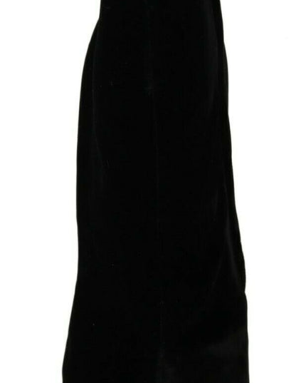 Dolce & Gabbana Black Velvet Crystal Square Heels Shoes
