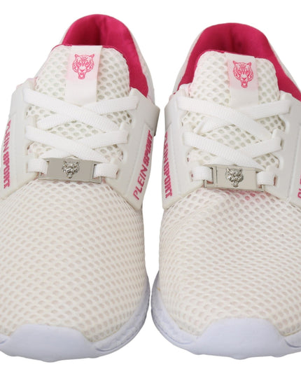 Philipp Plein White Pink Polyester Becky Sneakers Shoes