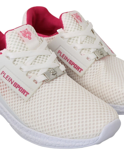 Philipp Plein White Pink Polyester Becky Sneakers Shoes
