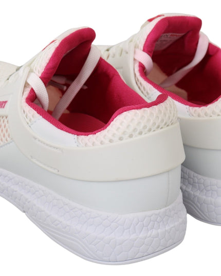 Philipp Plein White Pink Polyester Becky Sneakers Shoes