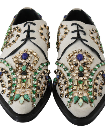 Dolce & Gabbana White Suede Crystal Dress Broque Shoes