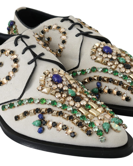 Dolce & Gabbana White Suede Crystal Dress Broque Shoes