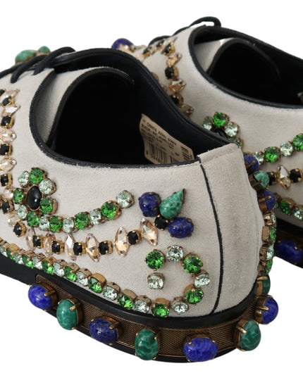 Dolce & Gabbana White Suede Crystal Dress Broque Shoes