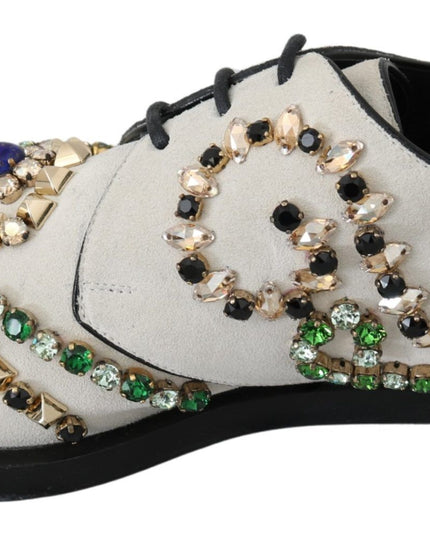Dolce & Gabbana White Suede Crystal Dress Broque Shoes