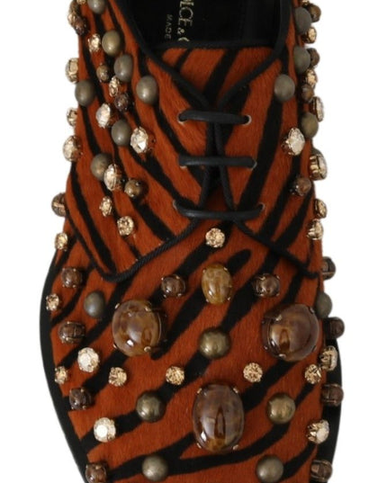 Dolce & Gabbana Orange Pony Hair Crystal Dress Broque Shoes