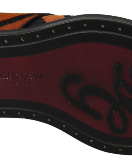 Dolce & Gabbana Orange Pony Hair Formal Dress Broque Shoes