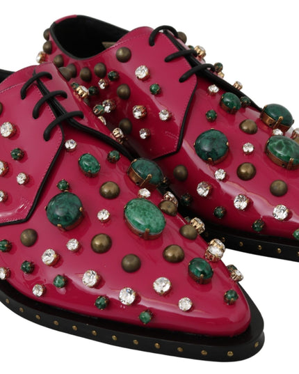 Dolce & Gabbana Pink Leather Crystals Dress Broque Shoes