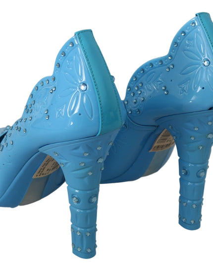 Dolce & Gabbana Blue Crystal Floral CINDERELLA Heels Shoes