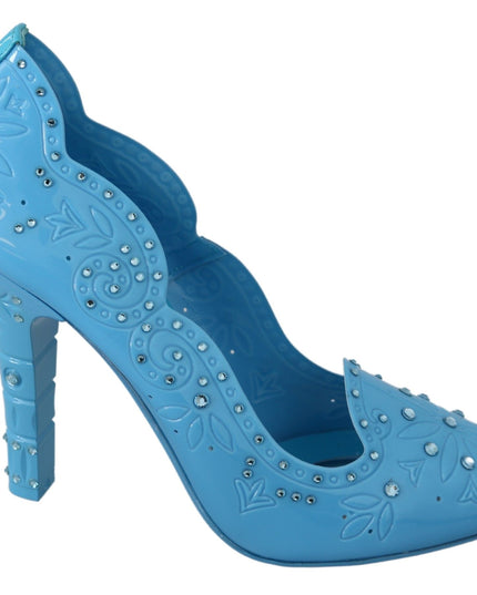 Dolce & Gabbana Blue Crystal Floral CINDERELLA Heels Shoes