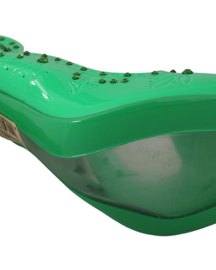 Dolce & Gabbana Green Crystal Floral Heels CINDERELLA Shoes