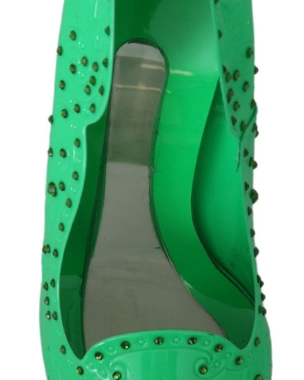 Dolce & Gabbana Green Crystal Floral Heels CINDERELLA Shoes