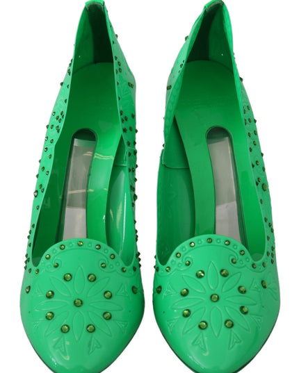 Dolce & Gabbana Green Crystal Floral Heels CINDERELLA Shoes