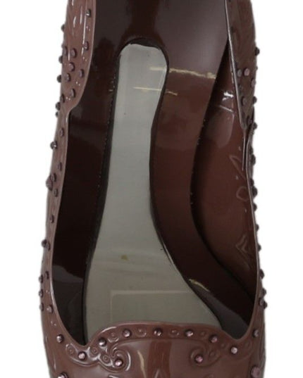 Dolce & Gabbana Brown Floral Crystal Heels CINDERELLA Shoes