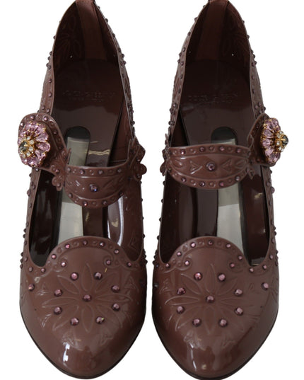 Dolce & Gabbana Brown Floral Crystal CINDERELLA Heels Shoes