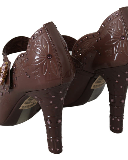 Dolce & Gabbana Brown Floral Crystal CINDERELLA Heels Shoes