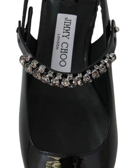 Jimmy Choo Elegant Black Patent Flats with Crystal Accent