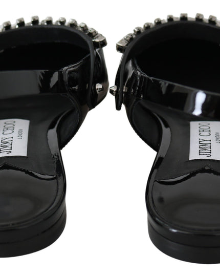 Jimmy Choo Elegant Black Patent Flats with Crystal Accent