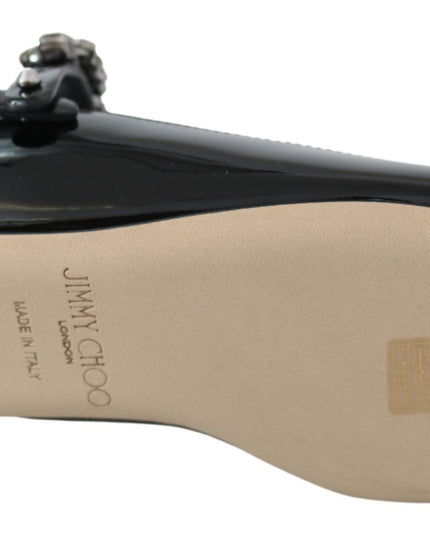 Jimmy Choo Elegant Black Patent Flats with Crystal Accent