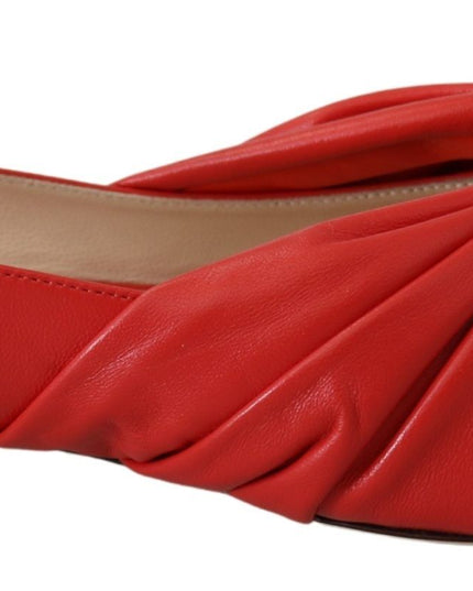 Jimmy Choo Chic Red Pointed Toe Leather Flats