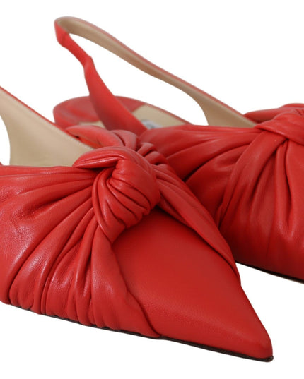 Jimmy Choo Chic Red Pointed Toe Leather Flats