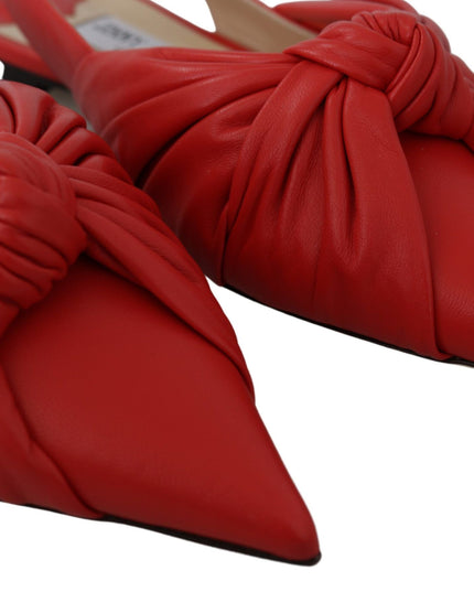 Jimmy Choo Chic Red Pointed Toe Leather Flats