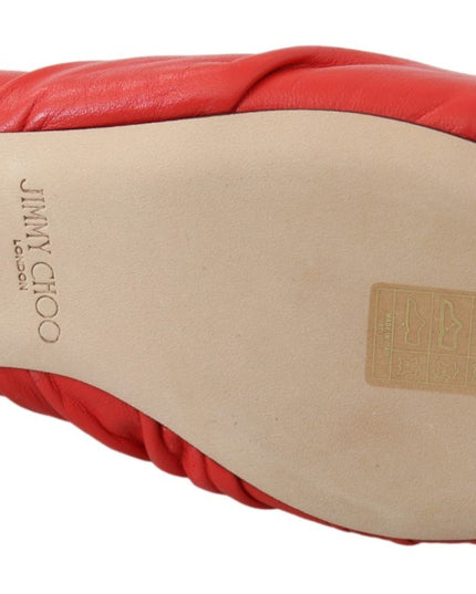 Jimmy Choo Chic Red Pointed Toe Leather Flats