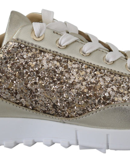 Jimmy Choo Antique Gold Glitter Leather Sneakers