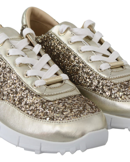 Jimmy Choo Antique Gold Glitter Leather Sneakers