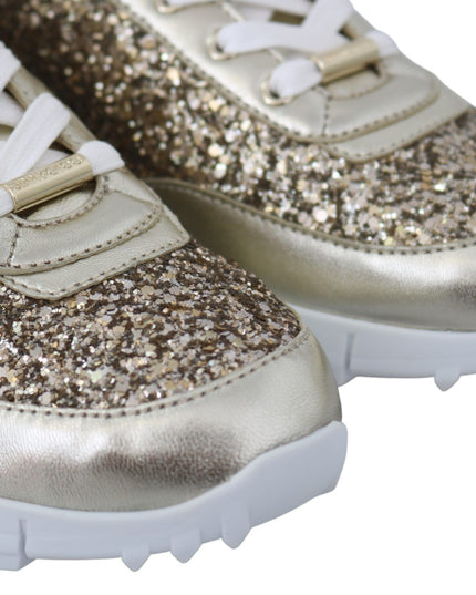 Jimmy Choo Antique Gold Glitter Leather Sneakers