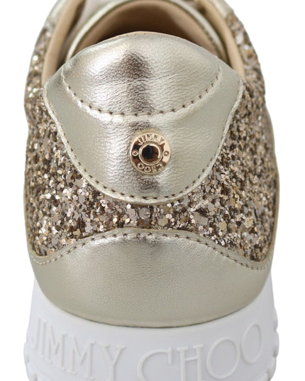 Jimmy Choo Antique Gold Glitter Leather Sneakers