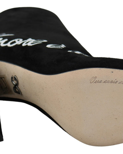 Dolce & Gabbana Black Suede L'Amore E'Bellezza Boots Shoes