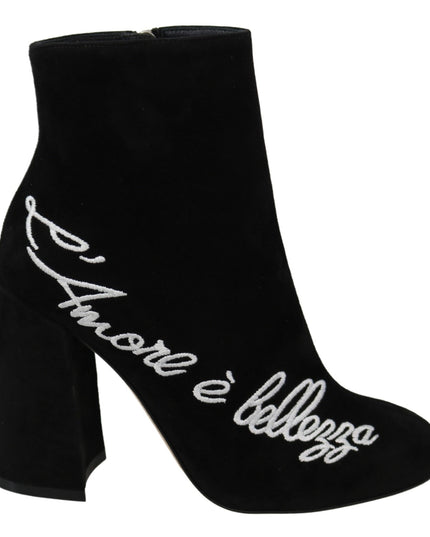 Dolce & Gabbana Black Suede L'Amore E'Bellezza Boots Shoes
