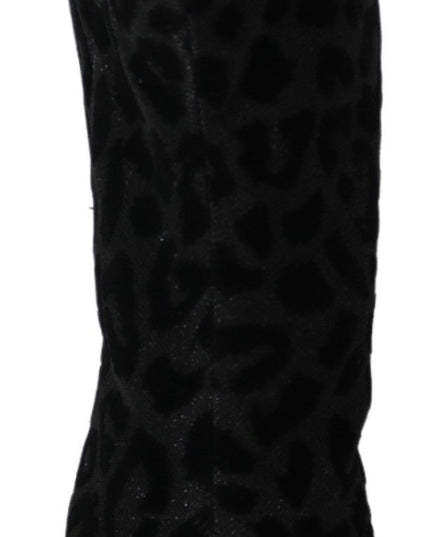 Dolce & Gabbana Black Leopard Short Boots Zipper Shoes
