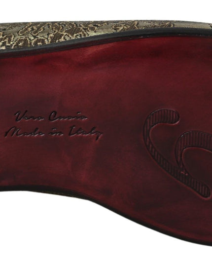 Dolce & Gabbana Gold Jacquard Flats Mens Loafers Shoes